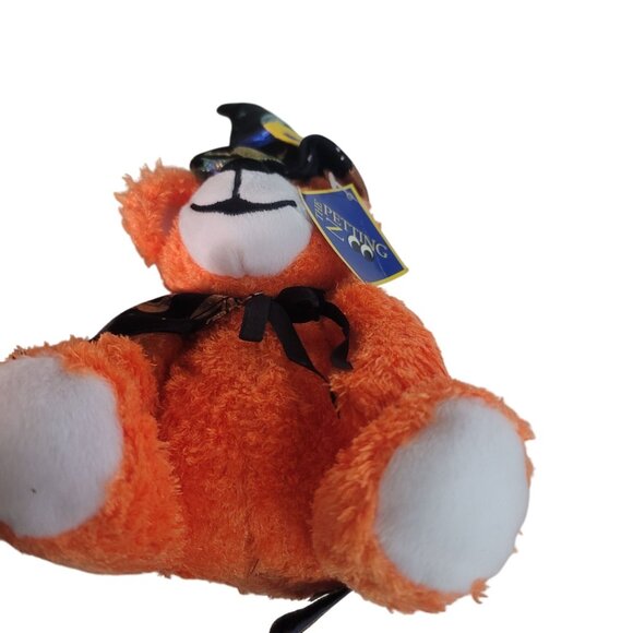 The Petting Zoo Teddy Bear Halloween Wizard Cape Hat Orange Black Plush Vintage - Picture 4 of 5